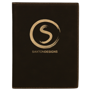 9 1/2" x 12" Black/Gold Laserable Leatherette Portfolio with Notepad