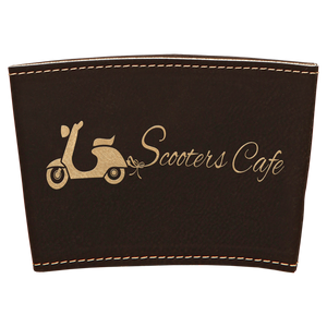 3" Black/Gold Laserable Leatherette Mug Sleeve