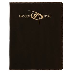 7" x 9" Black/Gold Laserable Leatherette Small Portfolio with Notepad