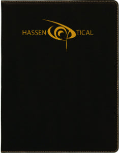 7" x 9" Black/Gold Laserable Leatherette Small Portfolio with Notepad