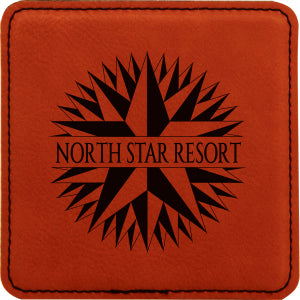 4" x 4" Square Rawhide Laserable Leatherette Coaster