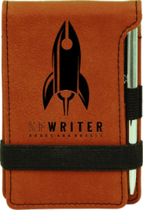 3 1/4" x 4 3/4" Rawhide Laserable Leatherette Mini Notepad with Pen