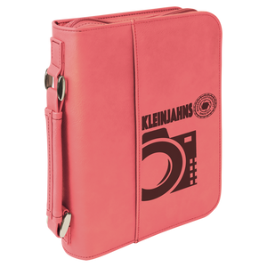 6 3/4" x 9 1/4" Pink Leatherette Book/Bible Cover with Handle & Zipper