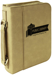 7 1/2" x 10 3/4" Light Brown Leatherette Book/Bible Cover with Handle & Zipper
