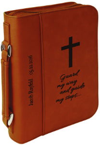 7 1/2" x 10 3/4" Rawhide Leatherette Book/Bible Cover with Handle & Zipper