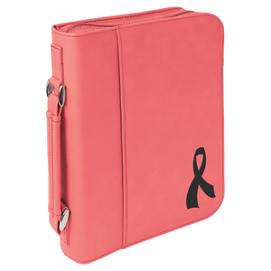 7 1/2" x 10 3/4" Pink Leatherette Book/Bible Cover with Handle & Zipper