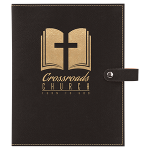 6 1/2" x 8 3/4" Black/Gold Leatherette Book/Bible Cover with Snap Closure