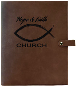 8 3/4" x 11" Dark Brown Leatherette Book/Bible Cover with Snap Closure