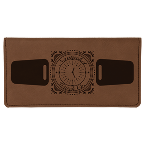 6 3/4" x 3 1/2" Dark Brown Laserable Leatherette Checkbook Cover