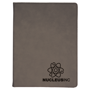 9 1/2" x 12" Gray Laserable Leatherette Portfolio with Notepad