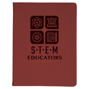 9 1/2" x 12" Rose Laserable Leatherette Portfolio with Notepad