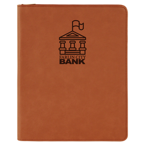 9 1/2" x 12" Rawhide with Zipper Laserable Leatherette Portfolio with Notepad