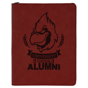 9 1/2" x 12" Rose with Zipper Laserable Leatherette Portfolio with Notepad