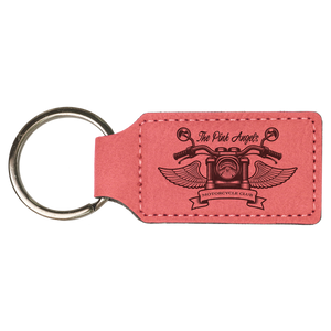 2 3/4" x 1 1/4" Pink Laserable Leatherette Rectangle Keychain