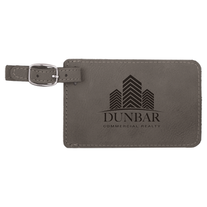 4 1/4" x 2 3/4" Gray Laserable Leatherette Luggage Tag