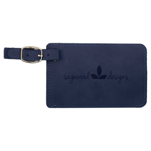 4 1/4" x 2 3/4" Blue Laserable Leatherette Luggage Tag