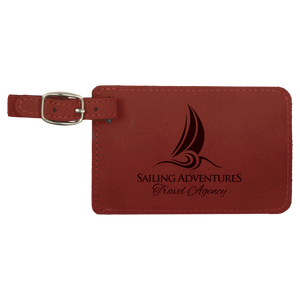 4 1/4" x 2 3/4" Rose Laserable Leatherette Luggage Tag