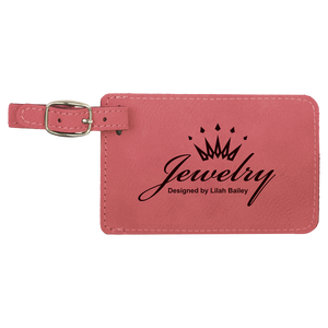 4 1/4" x 2 3/4" Pink Laserable Leatherette Luggage Tag
