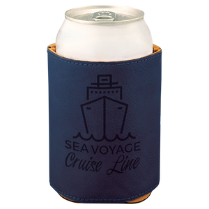 3 3/4" Blue Laserable Leatherette Beverage Holder