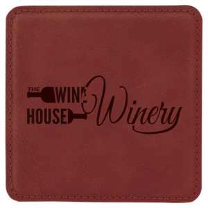 4" x 4" Square Rose Laserable Leatherette Coaster