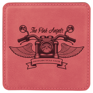 4" x 4" Square Pink Laserable Leatherette Coaster