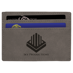 4" x 2 3/4" Gray Laserable Leatherette Wallet Clip