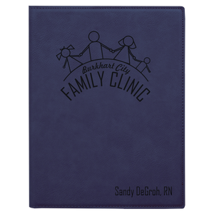7" x 9" Blue Laserable Leatherette Small Portfolio with Notepad