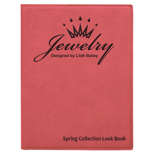 7" x 9" Pink Laserable Leatherette Small Portfolio with Notepad