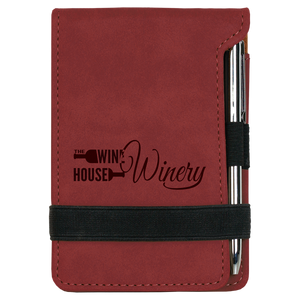 3 1/4" x 4 3/4" Rose Laserable Leatherette Mini Notepad with Pen