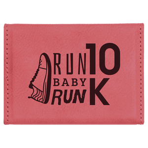 3 3/4" x 2 3/4" Pink Laserable Leatherette Hard Business Card Holder