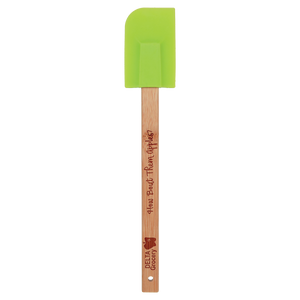 11 3/4" Green Silicone Baster Brush with Bamboo Handle