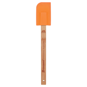 11 3/4" Orange Silicone Baster Brush with Bamboo Handle