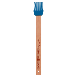 11 3/4" Blue Silicone Spatula with Bamboo Handle