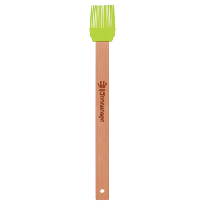 11 3/4" Green Silicone Spatula with Bamboo Handle