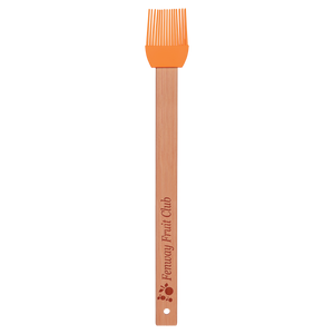 11 3/4" Orange Silicone Spatula with Bamboo Handle