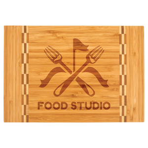 12" x 8 1/4" Bamboo Cutting Board with Butcher Block Inlay