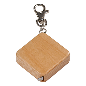 1 3/4" x 1 3/4" Maple Finish Square 3-Foot Tape Measure with Keychain