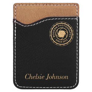 Black/Gold Laserable Leatherette Phone Wallet