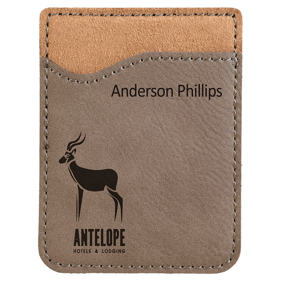 Gray Laserable Leatherette Phone Wallet