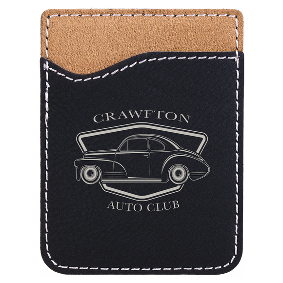 Black/Silver Laserable Leatherette Phone Wallet
