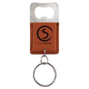 Rectangle Rawhide Laserable Leatherette Bottle Opener Keychain