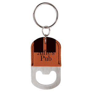 Oval Rawhide Laserable Leatherette Bottle Opener Keychain