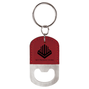 Oval Rose Laserable Leatherette Bottle Opener Keychain