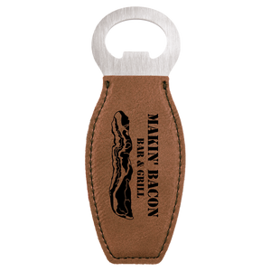 Dark Brown Laserable Leatherette Bottle Opener with Magnet