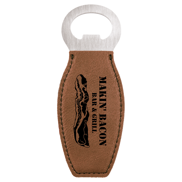 Dark Brown Laserable Leatherette Bottle Opener with Magnet