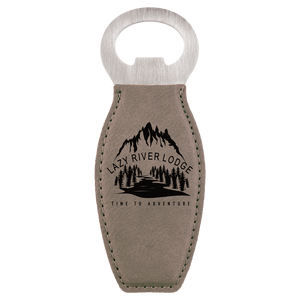 Gray Laserable Leatherette Bottle Opener with Magnet