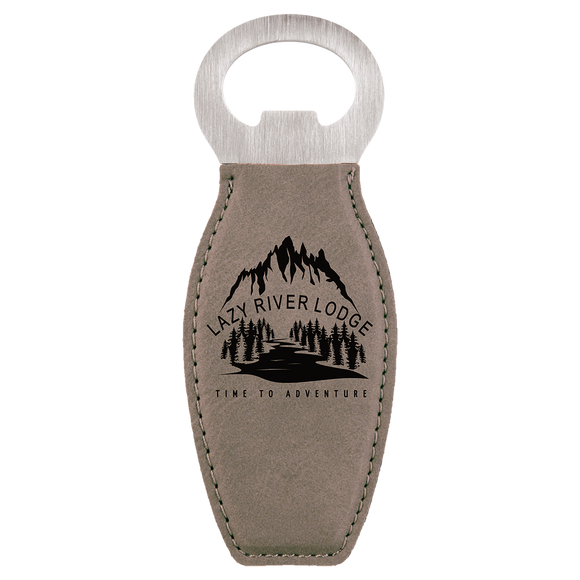 Gray Laserable Leatherette Bottle Opener with Magnet