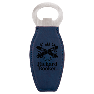Blue Laserable Leatherette Bottle Opener with Magnet