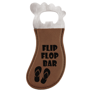 Dark Brown Laserable Leatherette Foot Shaped Bottle Opener with Magnet