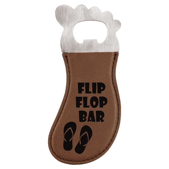 Dark Brown Laserable Leatherette Foot Shaped Bottle Opener with Magnet
